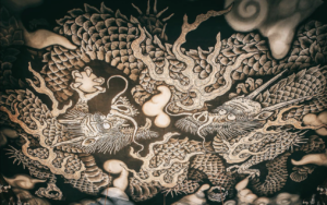 Twin Dragons, ceiling mural, Kennin-Ji temple, Kyoto