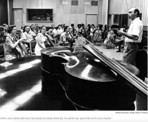 image of Janos Starker teaching at Indiana University with his quote "I was born to be a teacher."