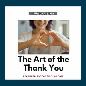image of woman making a heart with her hands and caption "The Art of the thank you?