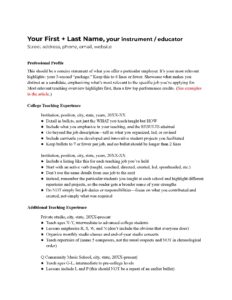 Musician CV Examples - Instrumentalist Page 1