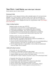 Musician CV Examples - Vocalist Page 1